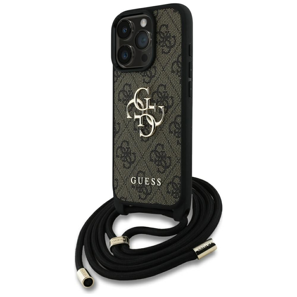 Futrola za Apple iPhone 16 Pro, Guess, 4G CBDY Big Logo with Cord Strap, Braon