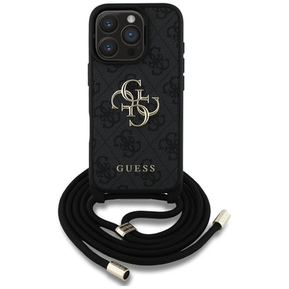 Futrola za Apple iPhone 16 Pro, Guess, 4G CBDY Big Logo with Cord Strap, Crna