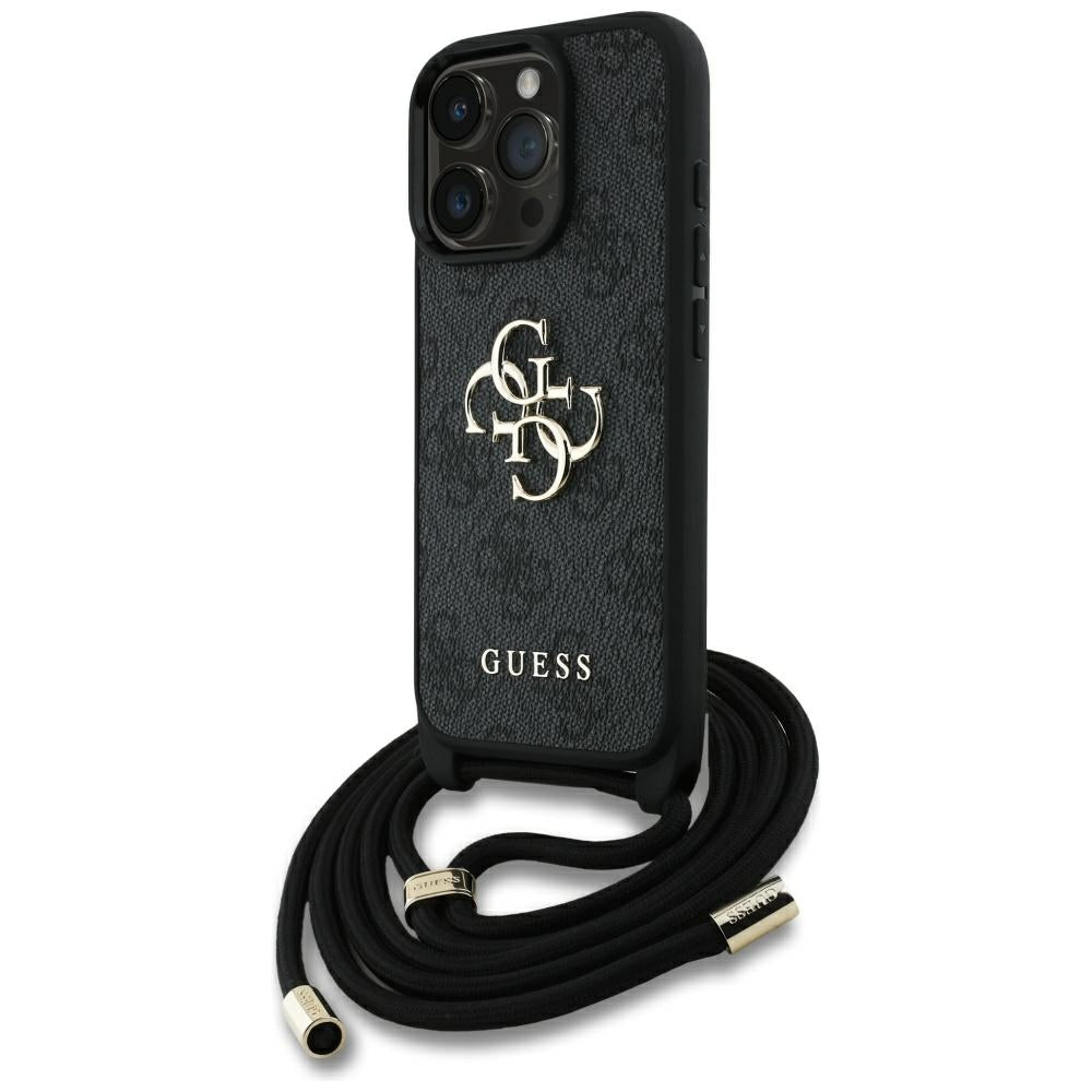 Futrola za Apple iPhone 16 Pro, Guess, 4G CBDY Big Logo with Cord Strap, Crna