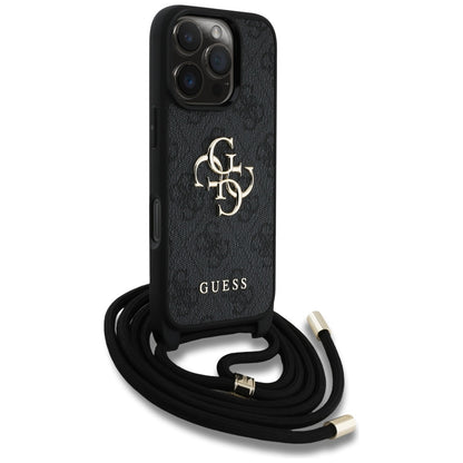 Futrola za Apple iPhone 16 Pro, Guess, 4G CBDY Big Logo with Cord Strap, Crna