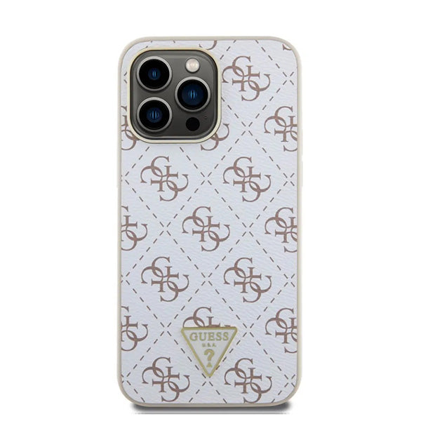 Futrola za Apple iPhone 16 Pro, Guess, 4G Triangle Logo, Bela
