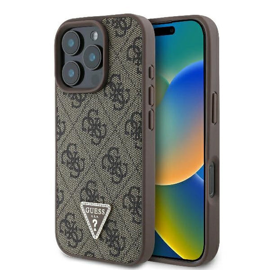 Futrola za Apple iPhone 16 Pro, Guess, 4G Triangle Strass, Braon
