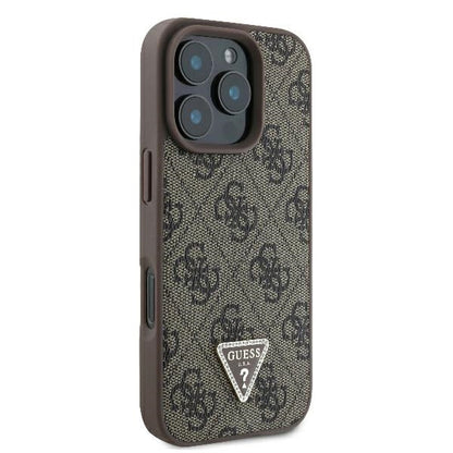 Futrola za Apple iPhone 16 Pro, Guess, 4G Triangle Strass, Braon