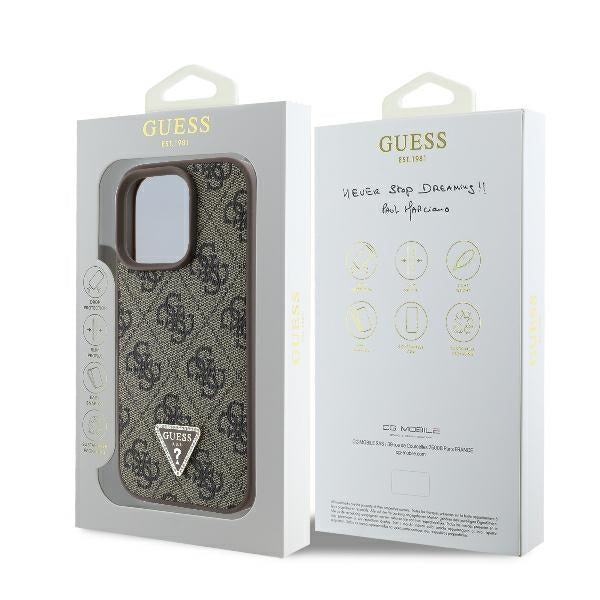 Futrola za Apple iPhone 16 Pro, Guess, 4G Triangle Strass, Braon