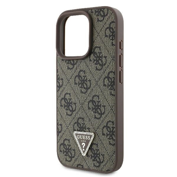 Futrola za Apple iPhone 16 Pro, Guess, 4G Triangle Strass, Braon