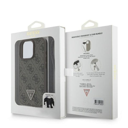 Futrola za Apple iPhone 16 Pro, Guess, Crossbody 4G Triangle Strass, Braon