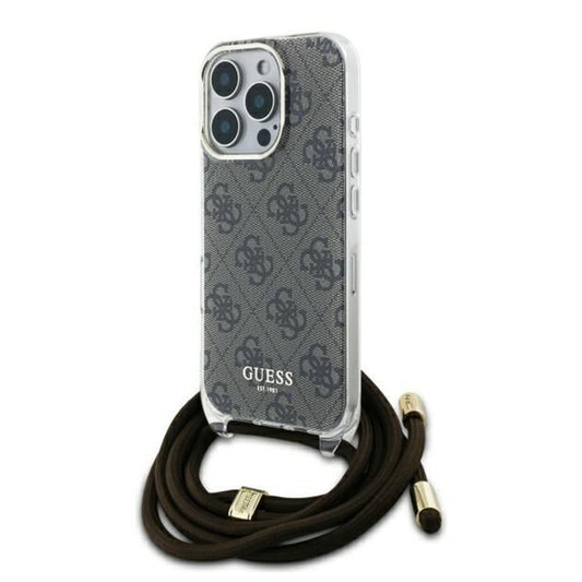 Futrola za Apple iPhone 16 Pro, Guess, Crossbody Cord 4G Print, Braon