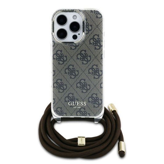 Futrola za Apple iPhone 16 Pro, Guess, Crossbody Cord 4G Print, Braon