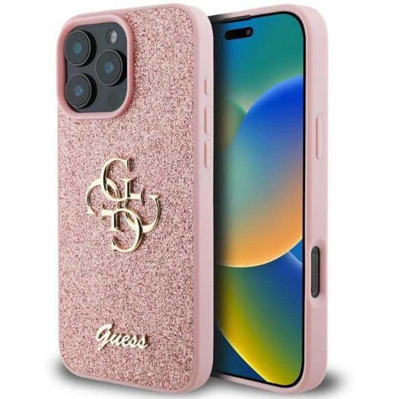 Futrola za Apple iPhone 16 Pro, Guess, Fixed Glitter Big 4G, Roze