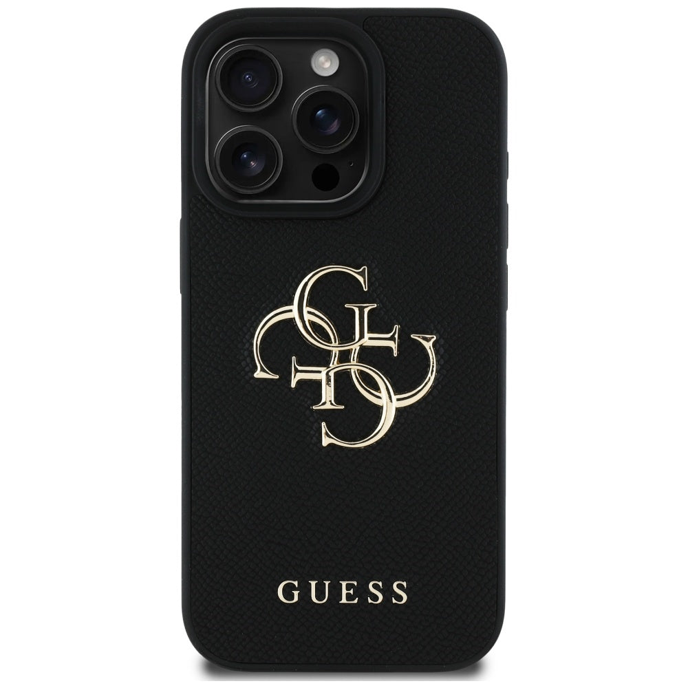 Futrola za Apple iPhone 16 Pro, Guess, Grained Big 4G Logo Small Classic Logo, Crna