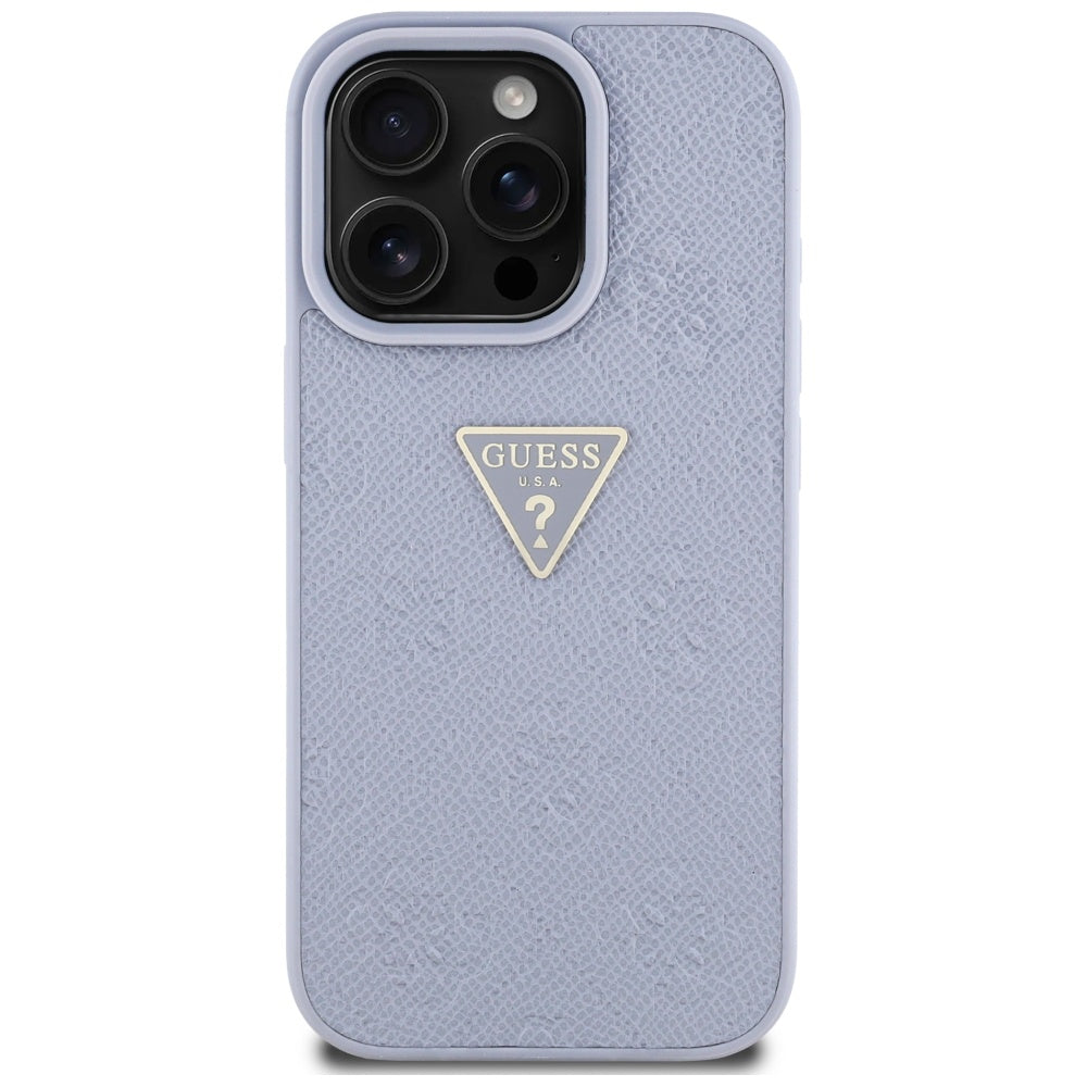 Futrola za Apple iPhone 16 Pro, Guess, Hot Stamp 4G Pattern Triangle Logo, Svetlo Ljubičasta