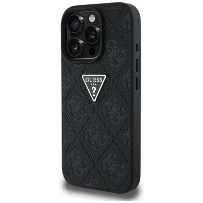 Futrola za Apple iPhone 16 Pro, Guess, Hot Stamp 4G Pattern Triangle Logo, Crna