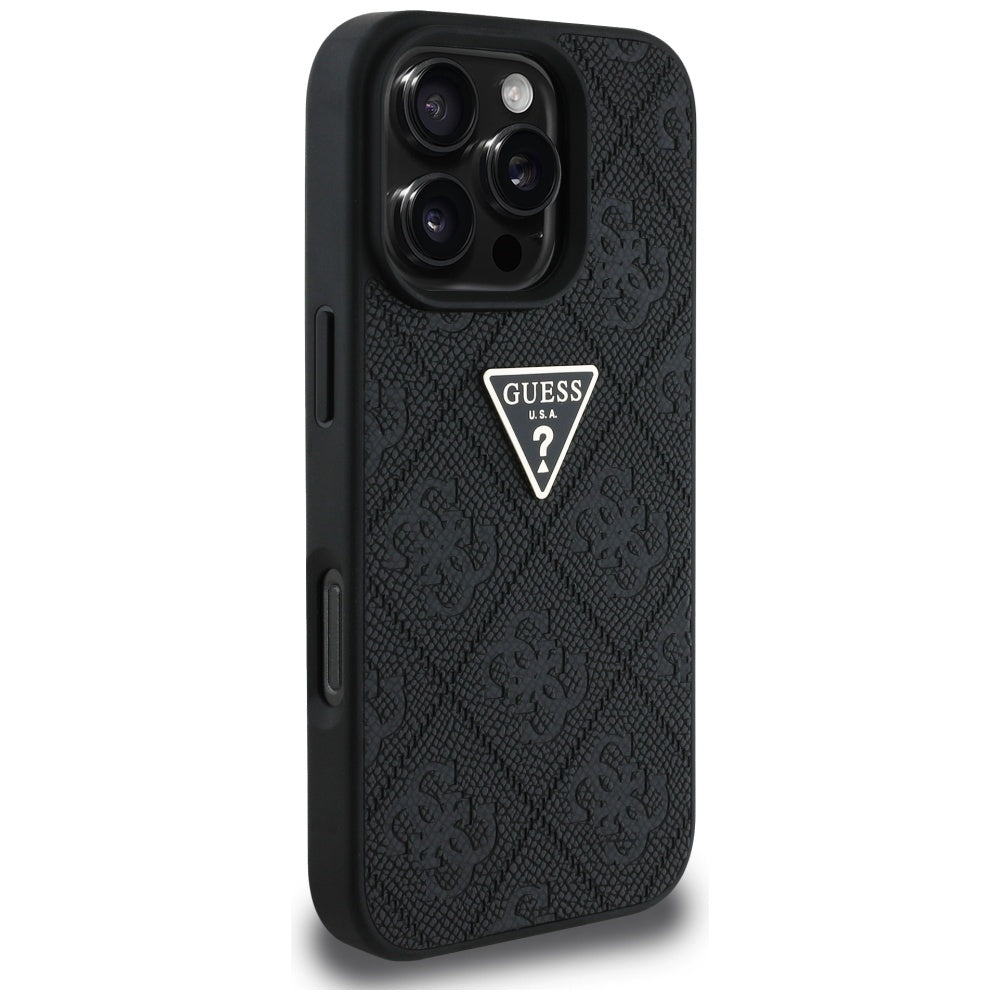 Futrola za Apple iPhone 16 Pro, Guess, Hot Stamp 4G Pattern Triangle Logo, Crna