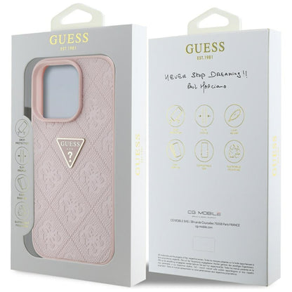 Futrola za Apple iPhone 16 Pro, Guess, Hot Stamp 4G Pattern Triangle Logo, Roze
