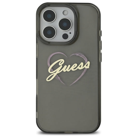 Futrola za Apple iPhone 16 Pro, Guess, IML Heart, Crna