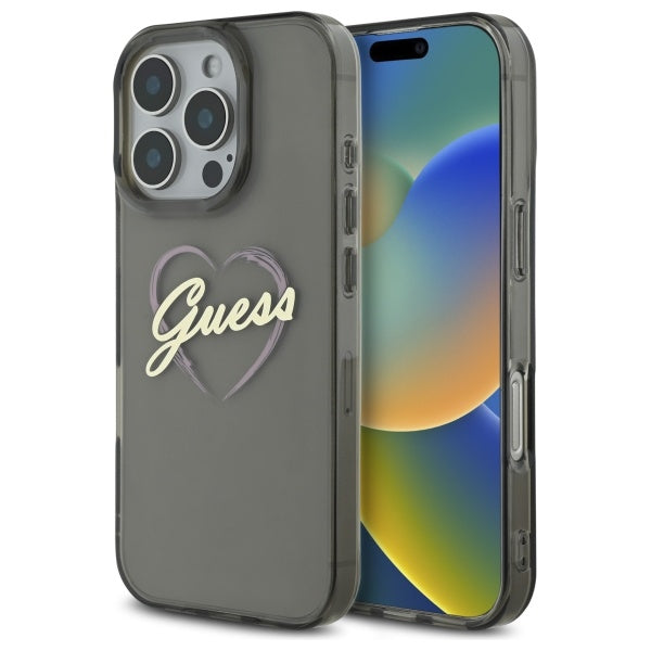 Futrola za Apple iPhone 16 Pro, Guess, IML Heart, Crna