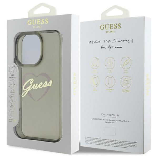 Futrola za Apple iPhone 16 Pro, Guess, IML Heart, Crna