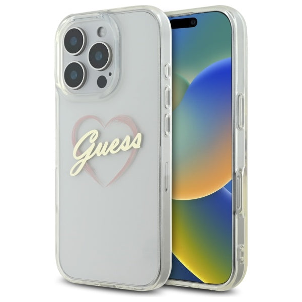 Futrola za Apple iPhone 16 Pro, Guess, IML Heart, Transparentna