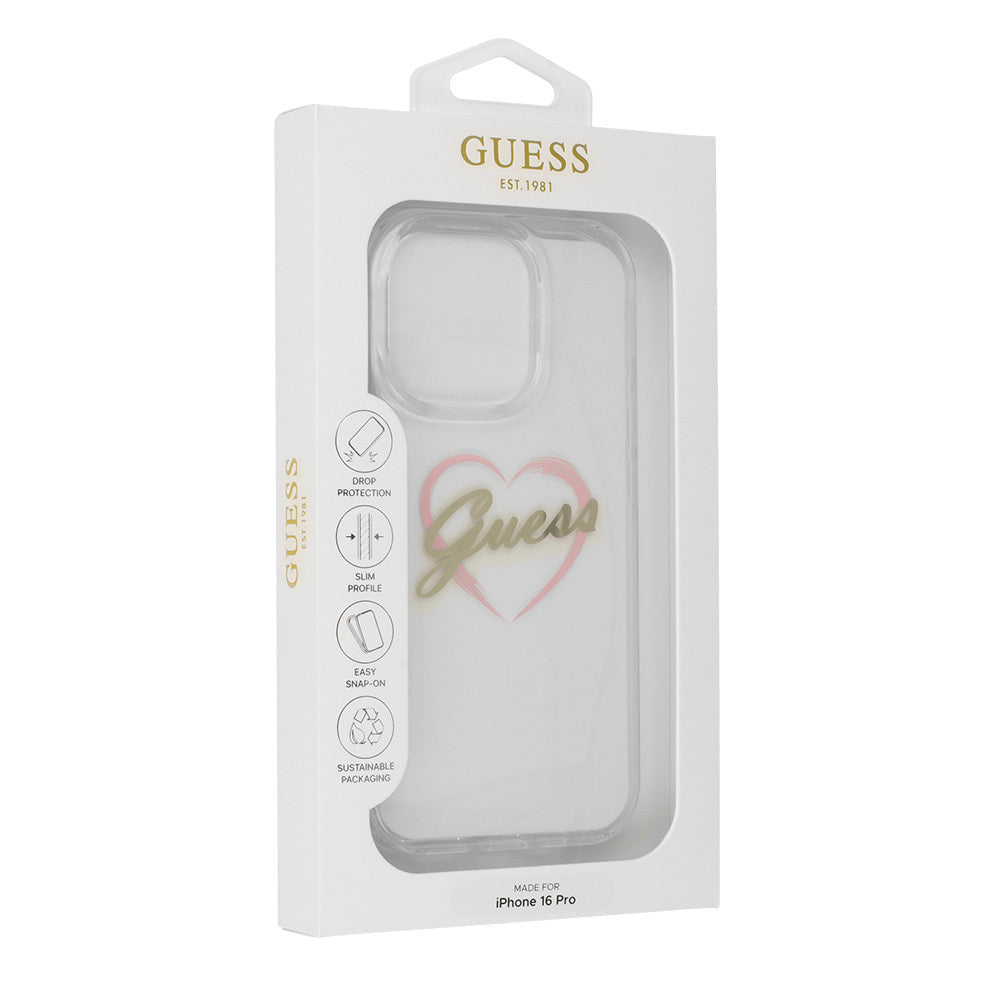 Futrola za Apple iPhone 16 Pro, Guess, IML Heart, Transparentna