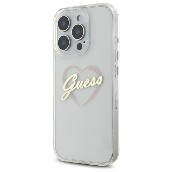 Futrola za Apple iPhone 16 Pro, Guess, IML Heart, Transparentna