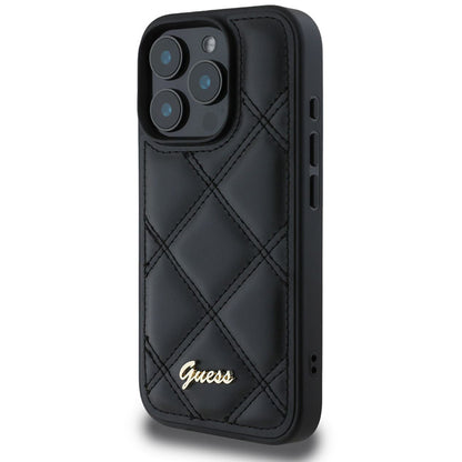 Futrola za Apple iPhone 16 Pro, Guess, Quilted Metal Logo, Crna