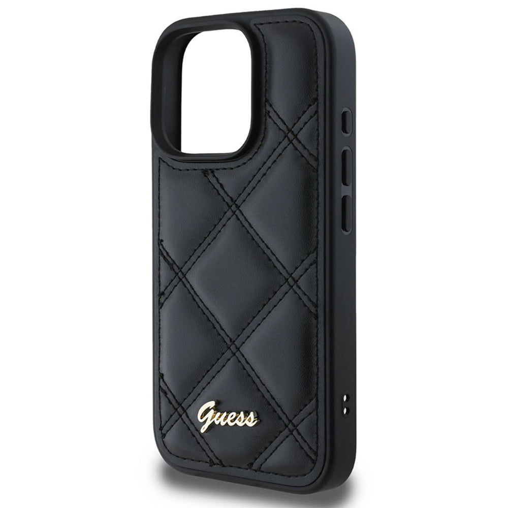 Futrola za Apple iPhone 16 Pro, Guess, Quilted Metal Logo, Crna