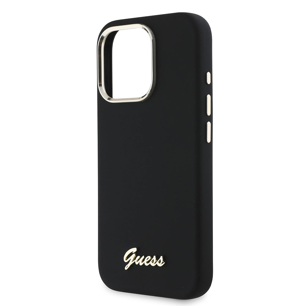 Futrola za Apple iPhone 16 Pro, Guess, Script Metal Logo & Frame, Crna