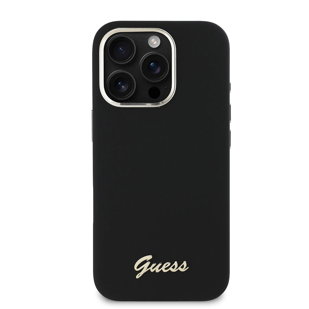 Futrola za Apple iPhone 16 Pro, Guess, Script Metal Logo & Frame, Crna