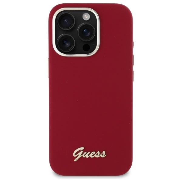 Futrola za Apple iPhone 16 Pro, Guess, Script Metal Logo, Roza