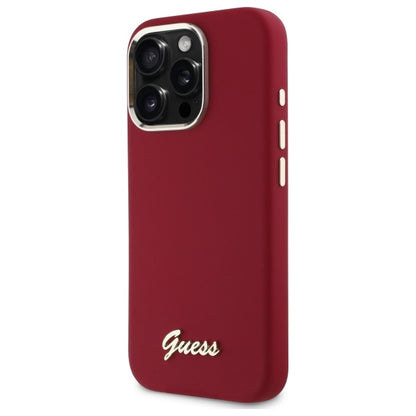 Futrola za Apple iPhone 16 Pro, Guess, Script Metal Logo, Roza