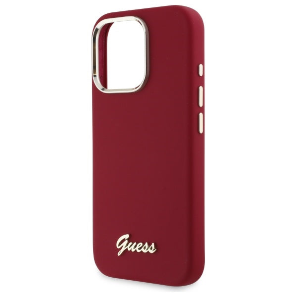 Futrola za Apple iPhone 16 Pro, Guess, Script Metal Logo, Roza
