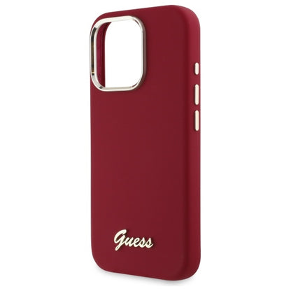 Futrola za Apple iPhone 16 Pro, Guess, Script Metal Logo, Roza