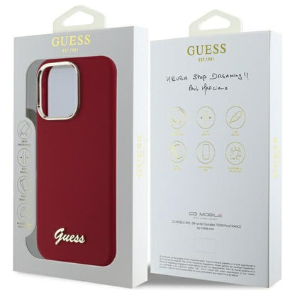 Futrola za Apple iPhone 16 Pro, Guess, Script Metal Logo, Roza