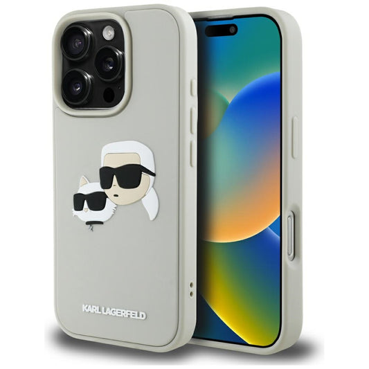 Futrola za Apple iPhone 16 Pro, Karl Lagerfeld, 3D Rubber Karl & Choupette, Bež