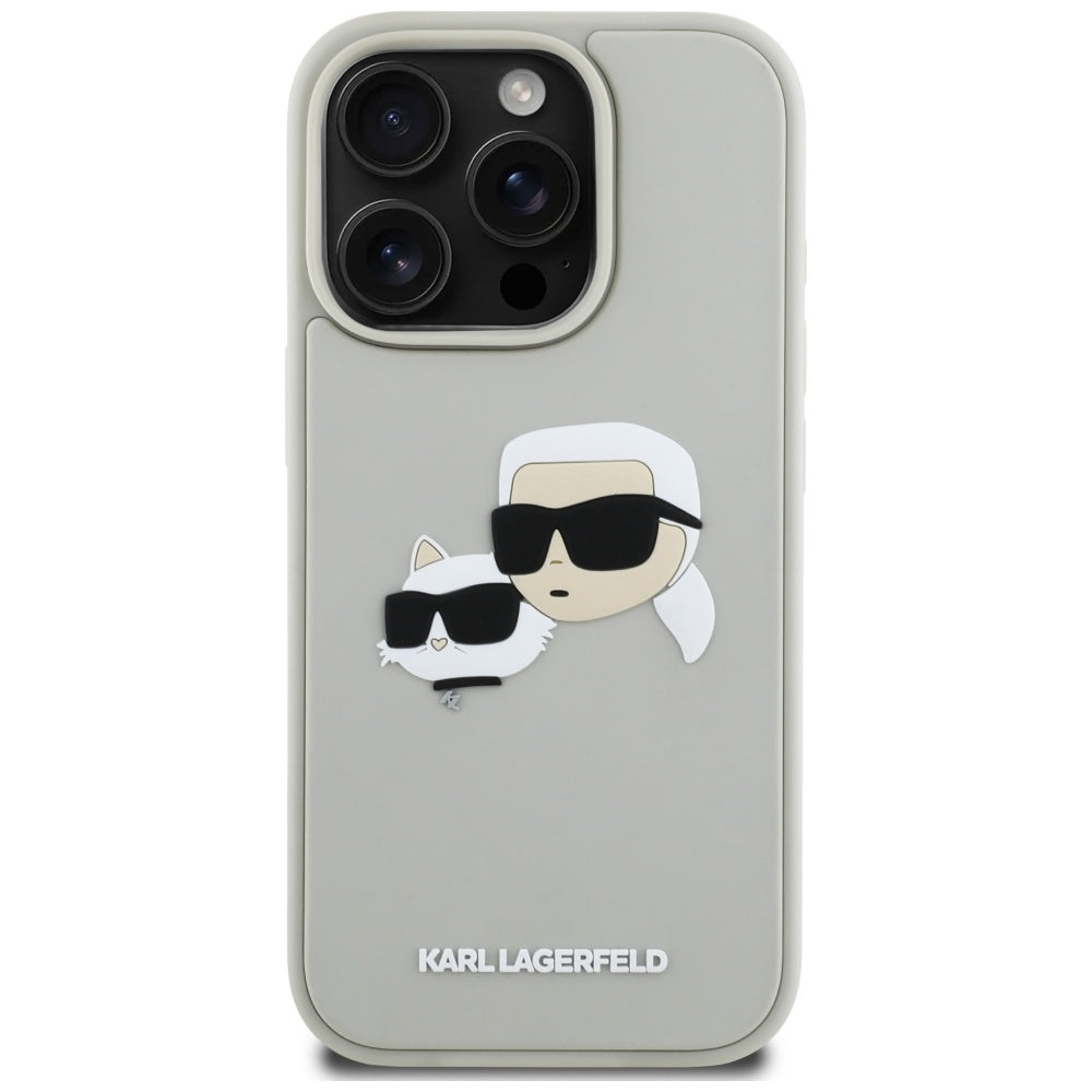 Futrola za Apple iPhone 16 Pro, Karl Lagerfeld, 3D Rubber Karl & Choupette, Bež