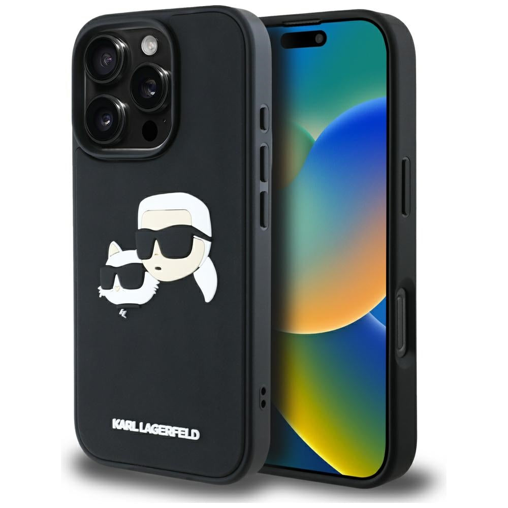 Futrola za Apple iPhone 16 Pro, Karl Lagerfeld, 3D Rubber Karl & Choupette, Crna