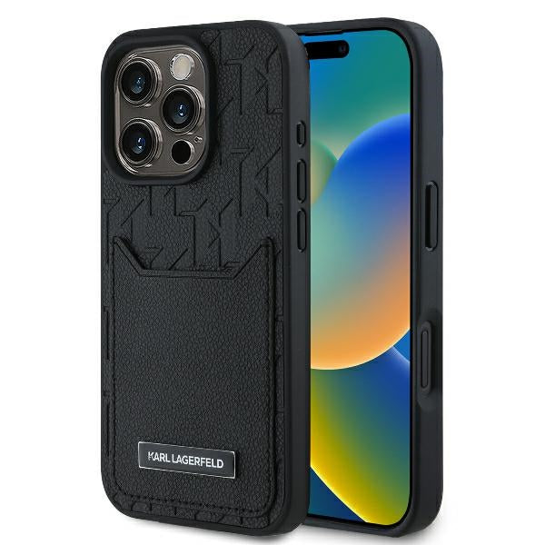 Futrola za Apple iPhone 16 Pro, Karl Lagerfeld, Cardslots Monogram, Crna