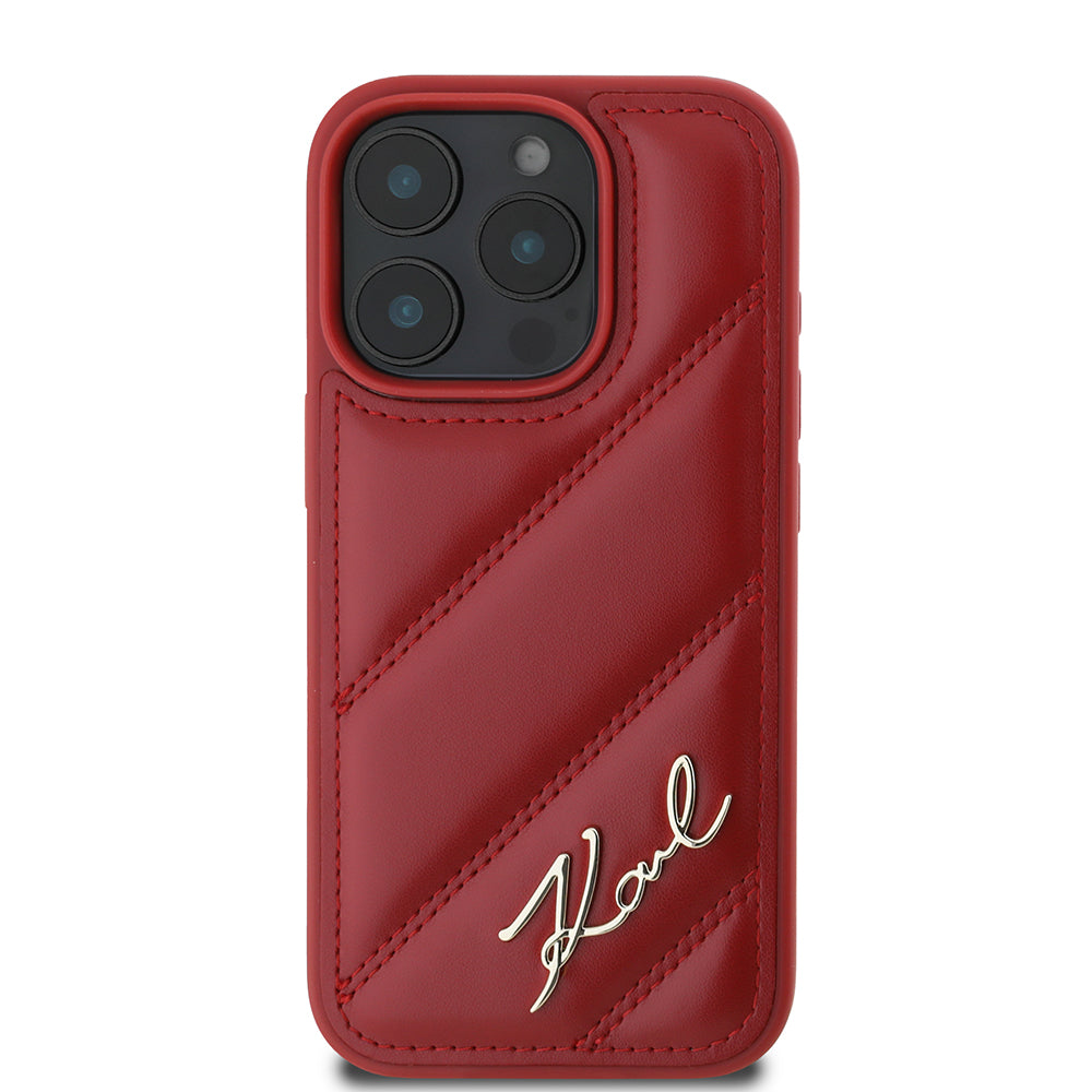 Futrola za Apple iPhone 16 Pro, Karl Lagerfeld, Diagonal Quilted Script, Rozi