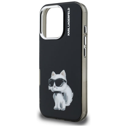 Futrola za Apple iPhone 16 Pro, Karl Lagerfeld, IML Aquarelle Logo Choupette, Crna