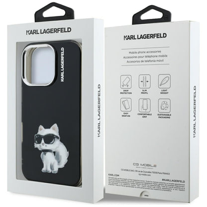 Futrola za Apple iPhone 16 Pro, Karl Lagerfeld, IML Aquarelle Logo Choupette, Crna