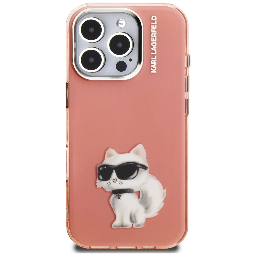 Futrola za Apple iPhone 16 Pro, Karl Lagerfeld, IML Aquarelle Logo Choupette, Roze