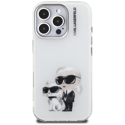 Futrola za Apple iPhone 16 Pro, Karl Lagerfeld, IML Aquarelle Logo Karl & Choupette, Bela