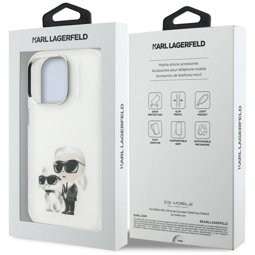 Futrola za Apple iPhone 16 Pro, Karl Lagerfeld, IML Aquarelle Logo Karl & Choupette, Bela