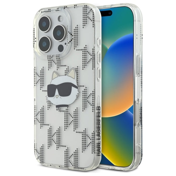 Futrola za Apple iPhone 16 Pro, Karl Lagerfeld, IML Luxury Electroplated Choupette's Head, Transparentna