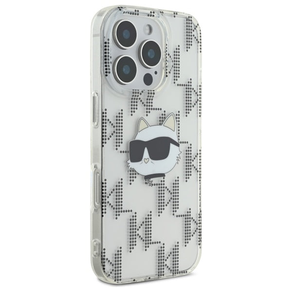 Futrola za Apple iPhone 16 Pro, Karl Lagerfeld, IML Luxury Electroplated Choupette's Head, Transparentna