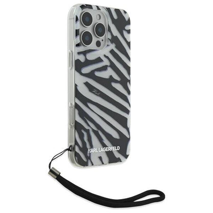 Futrola za Apple iPhone 16 Pro, Karl Lagerfeld, IML Luxury Zebra Pattern with Strap, Crna