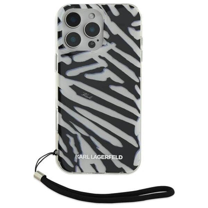 Futrola za Apple iPhone 16 Pro, Karl Lagerfeld, IML Luxury Zebra Pattern with Strap, Crna