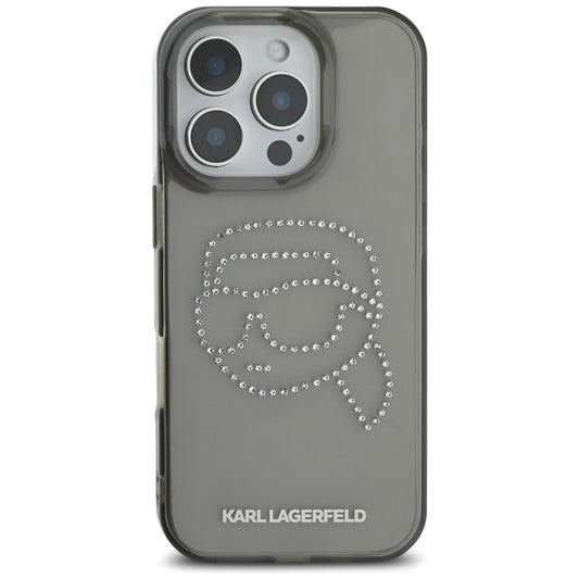 Futrola za Apple iPhone 16 Pro, Karl Lagerfeld, IML Rhinestones Karl's Head, Crna