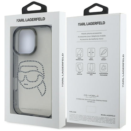 Futrola za Apple iPhone 16 Pro, Karl Lagerfeld, IML Rhinestones Karl's Head, Crna