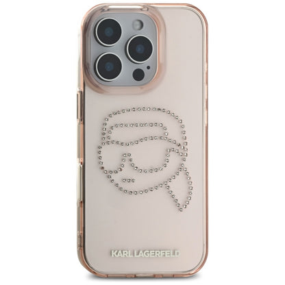 Futrola za Apple iPhone 16 Pro, Karl Lagerfeld, IML Rhinestones Karl's Head, Roze